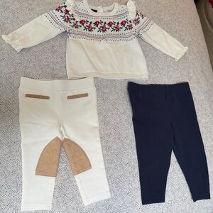 Janie & Jack Sweater with 2 pant/leggings, size 6-12 mos